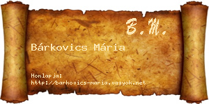 Bárkovics Mária névjegykártya